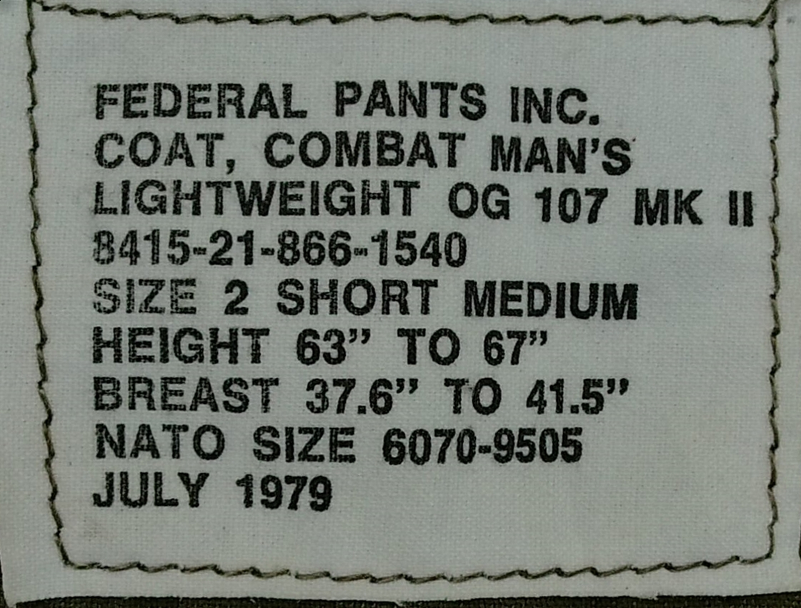 เสื้อทหารแคนนาดา Coat, Combat, Light Weight, Mk II