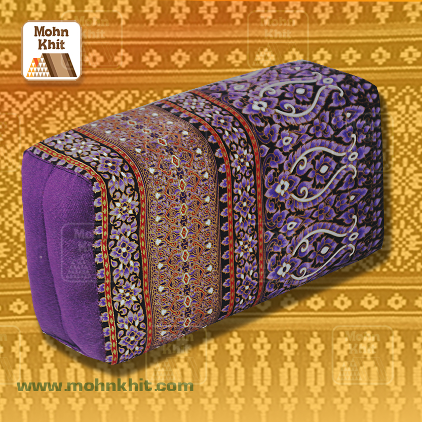 หมอนหนุนผ้าพิมพ์ทอง, ของรับไหว้ ,The original Khit Rectangle health Pillow Thai Bolster Lumber 33x15x10 cm