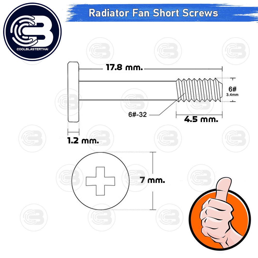 [CoolBlasterThai] Thermalright Radiator Fan Short Screws Steel X4 (Black Chrome)
