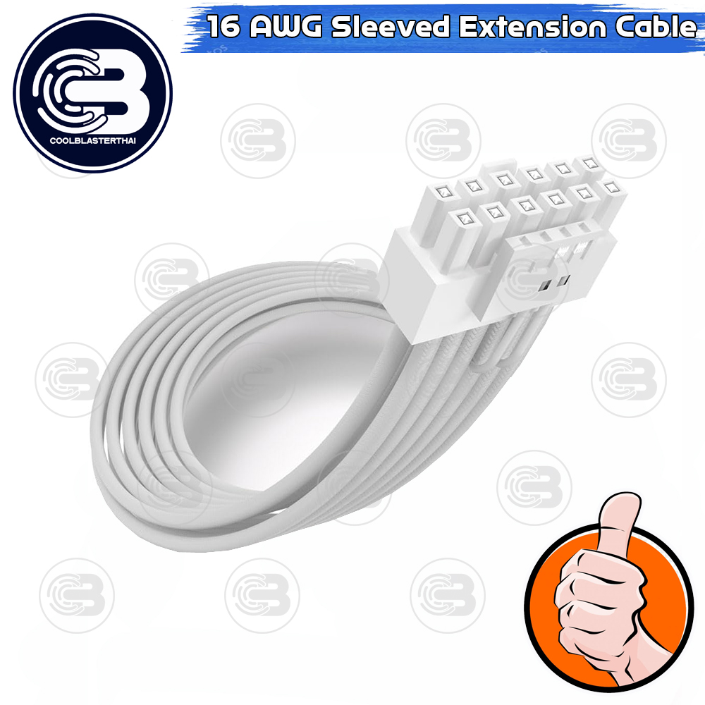 [CoolBlasterThai] 16 Pin(12+4) 12VHPWR PCIe 5.0 16 AWG Sleeved Extension Cable White
