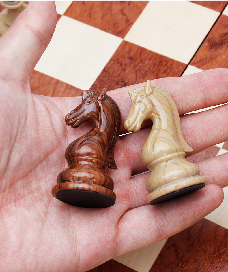 ชุดหมากรุกสากลไม้ (ตัวอะคริลิคลายไม้) 2in1 Wooden Chess Set