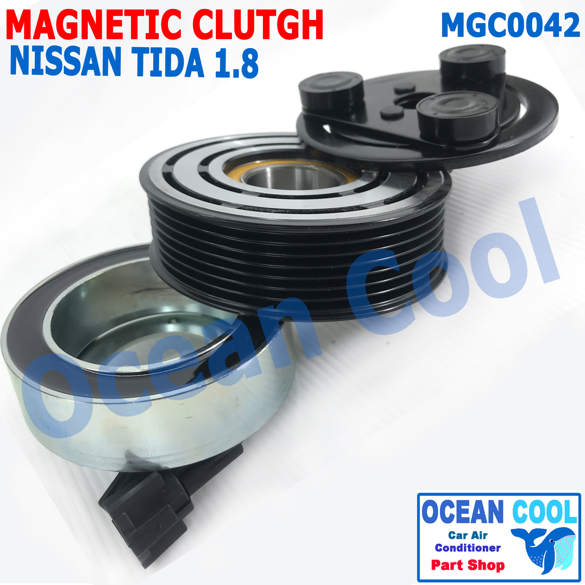 คลัชคอมแอร์ นิสสันทีด้า เครื่อง 1.8 ลูกปืนมู่เล่คลัชต์ NSK แท้ MGC0042 Magnatic Clutch Assembly Set for NISSAN TIDA 1.8 ชุดหน้าคลัชคอมแอร์ อะไหล่ แอร์ รถยนต์