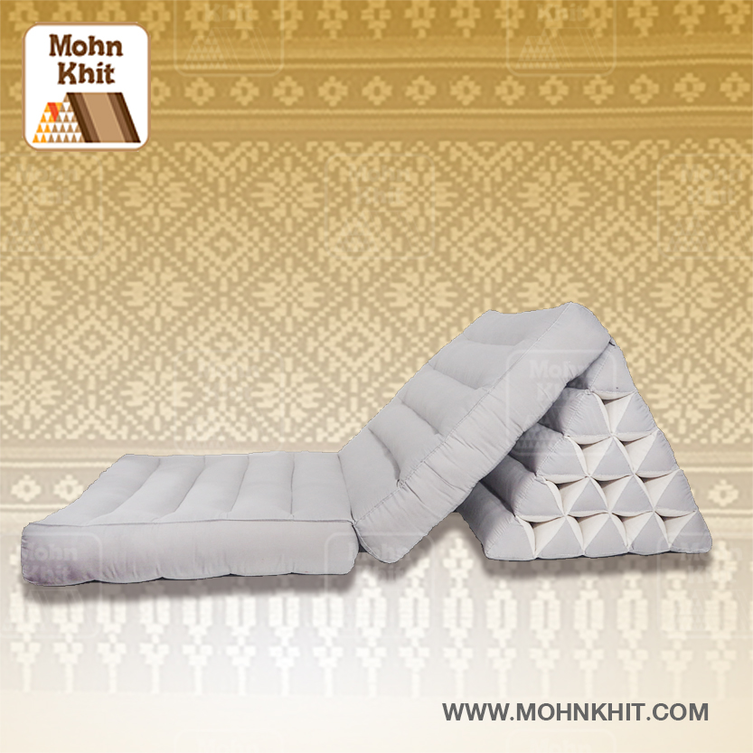 หมอนสามเหลี่ยม15 ช่องเบาะ 2 พับเบาะ 62x140x10cm //Triangle kapok Floor Cushions Traditional Pillow 15 holes with 2 part of mattress.