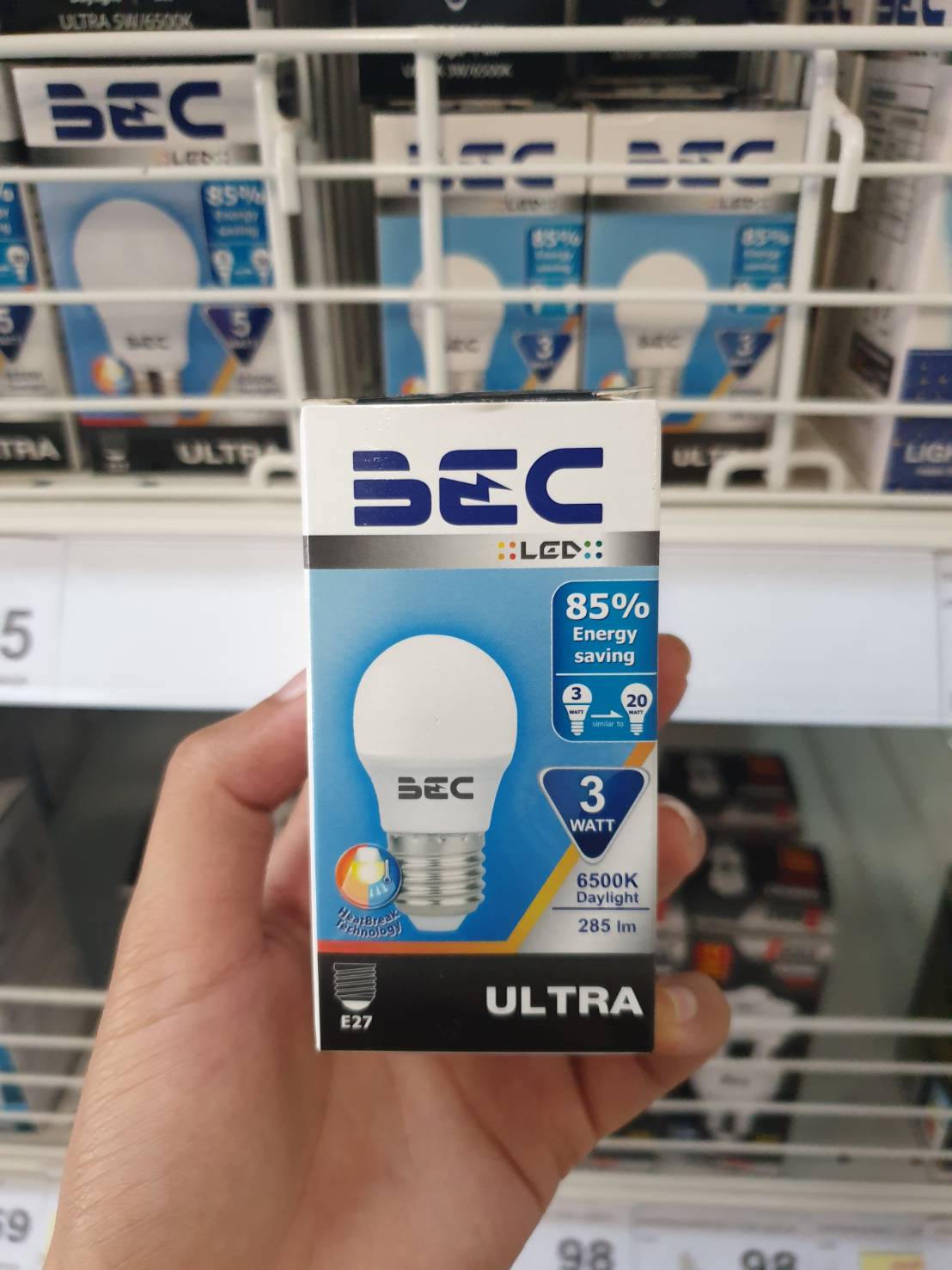 15842 หลอดเกลียว LED 3W แสงขาว ULTRA BEC (E27/6500k)