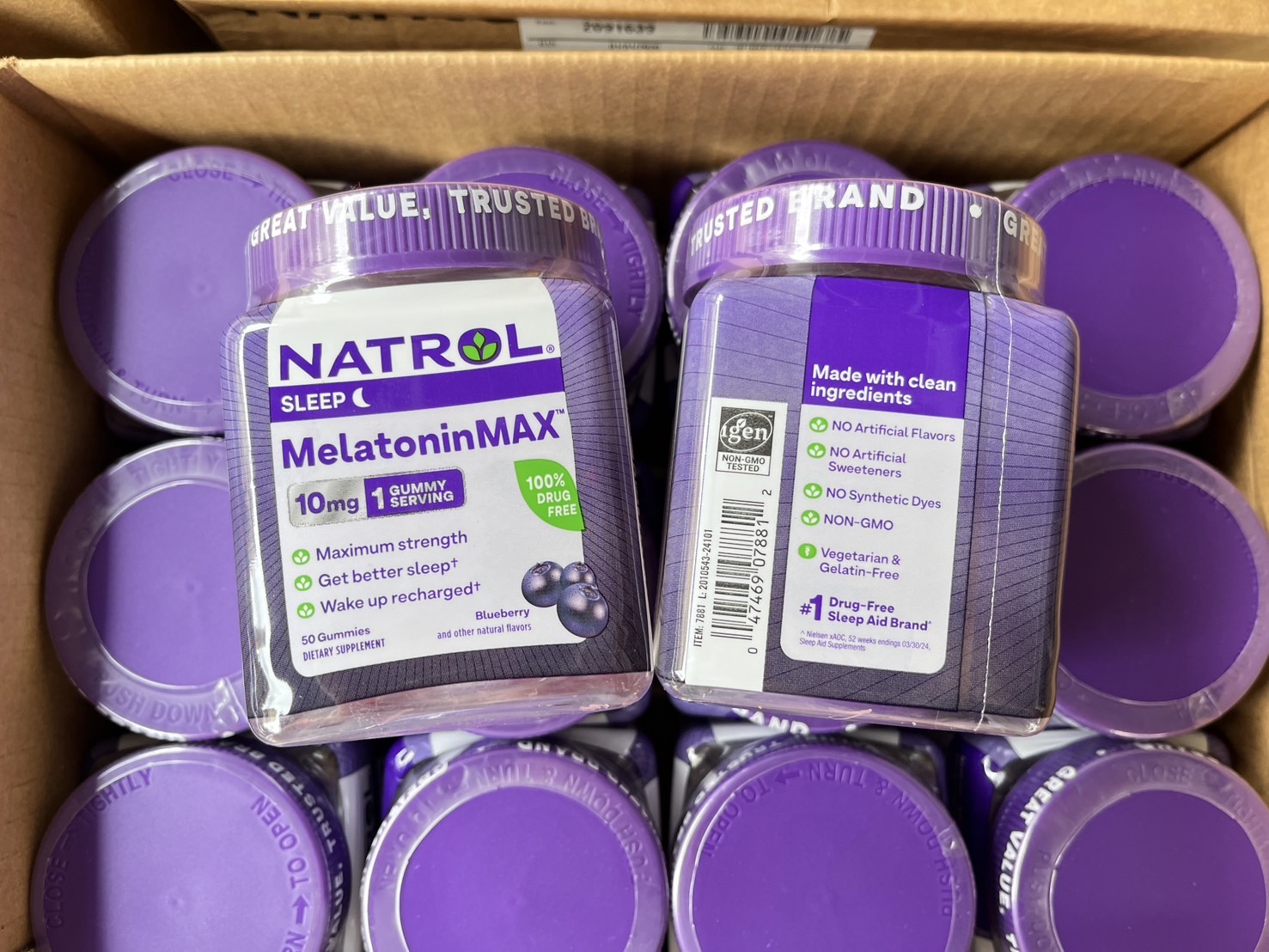 (1กระปุก) Natrol Melatonin Max Single 10mg Sleep Aid Gummies #Blueberry กัมมี่เมลาโทนิน 10มก. รุ่นนี้ทานครั้ง 1 เม็ดได้ 10มก.