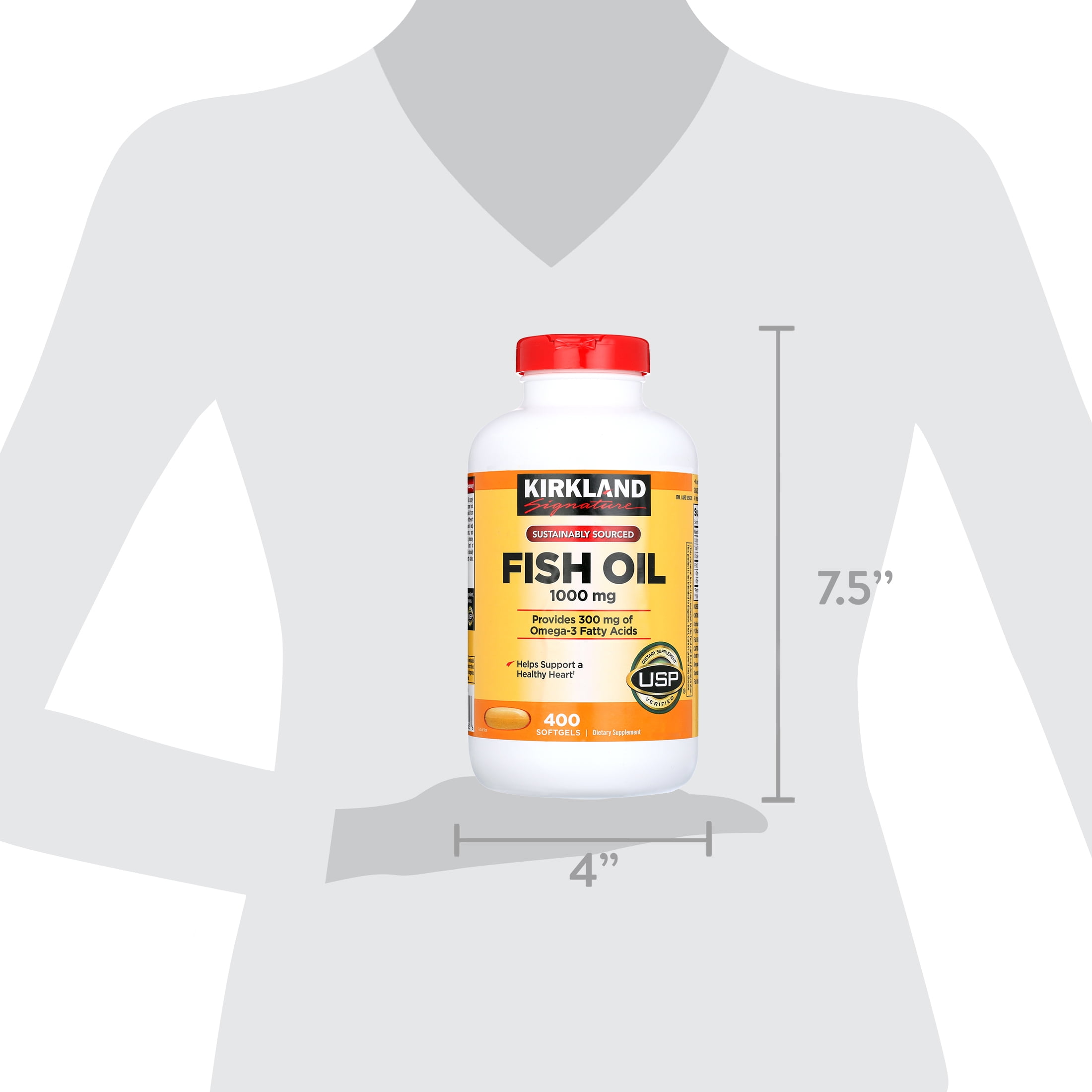 Kirkland Signature Fish Oil 1000mg. (400Softgels) น้ำมันปลา เคิร์กแลนด์