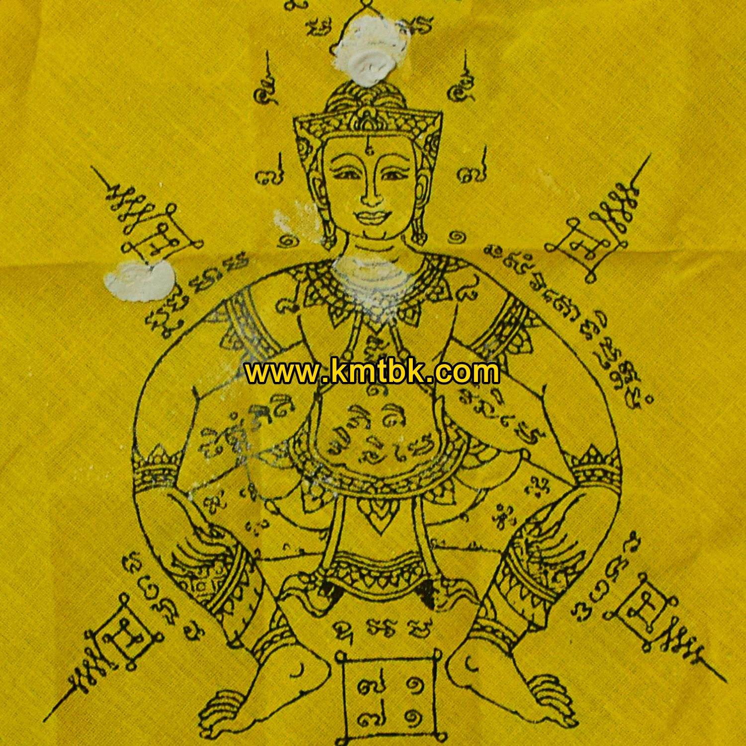 ผ้ายันต์พระสีสะแลงแงง วัดสามง่าม (ตำรับหลวงพ่อเต๋-หลวงพ่อแย้ม) จ.นครปฐม ผืนสีเหลือง ของแท้จากวัด