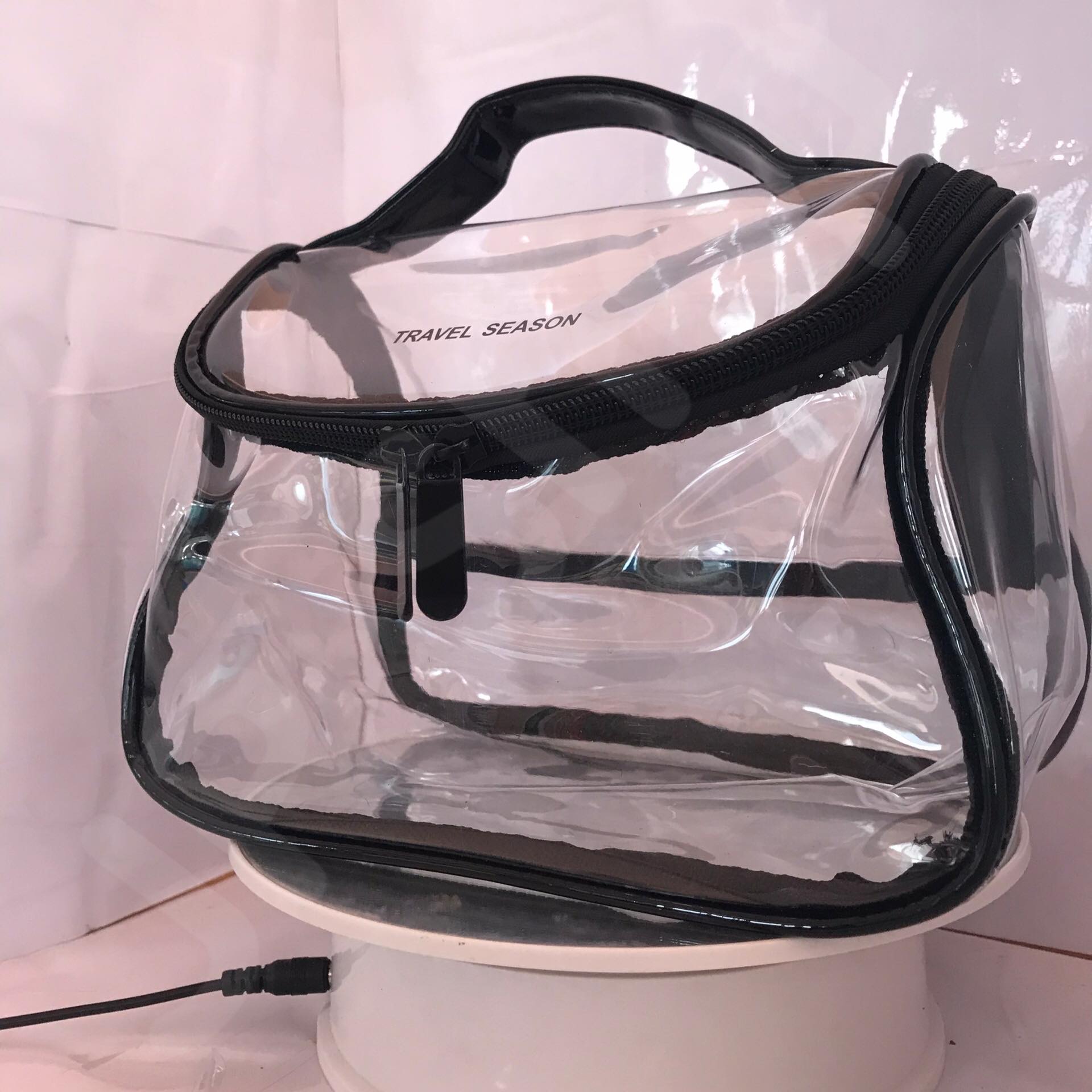 กระเป๋าใส่เครื่องสำอาง รุ่นพกพา สีดำ โปร่งใส ราคา/1 ใบ #00118