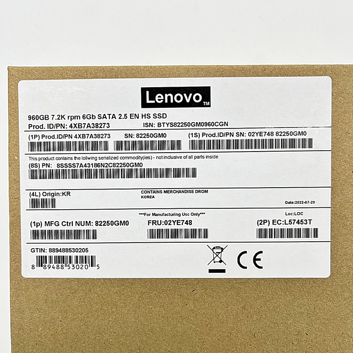 NEW Lenovo 4XB7A38273 [TorCompTH Thailand ขายจำหน่าย ราคา] ThinkSystem 960GB Entry SATA 6Gb RI 2.5in SSD