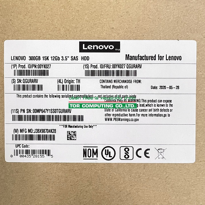 Lenovo 7XB7A00038, 00YK027, AUU2 [TorCompTH Thailand ขาย จำหน่าย ราคา] ThinkSystem 3.5" 300GB 15K SAS 12Gb Hot Swap 512n HDD