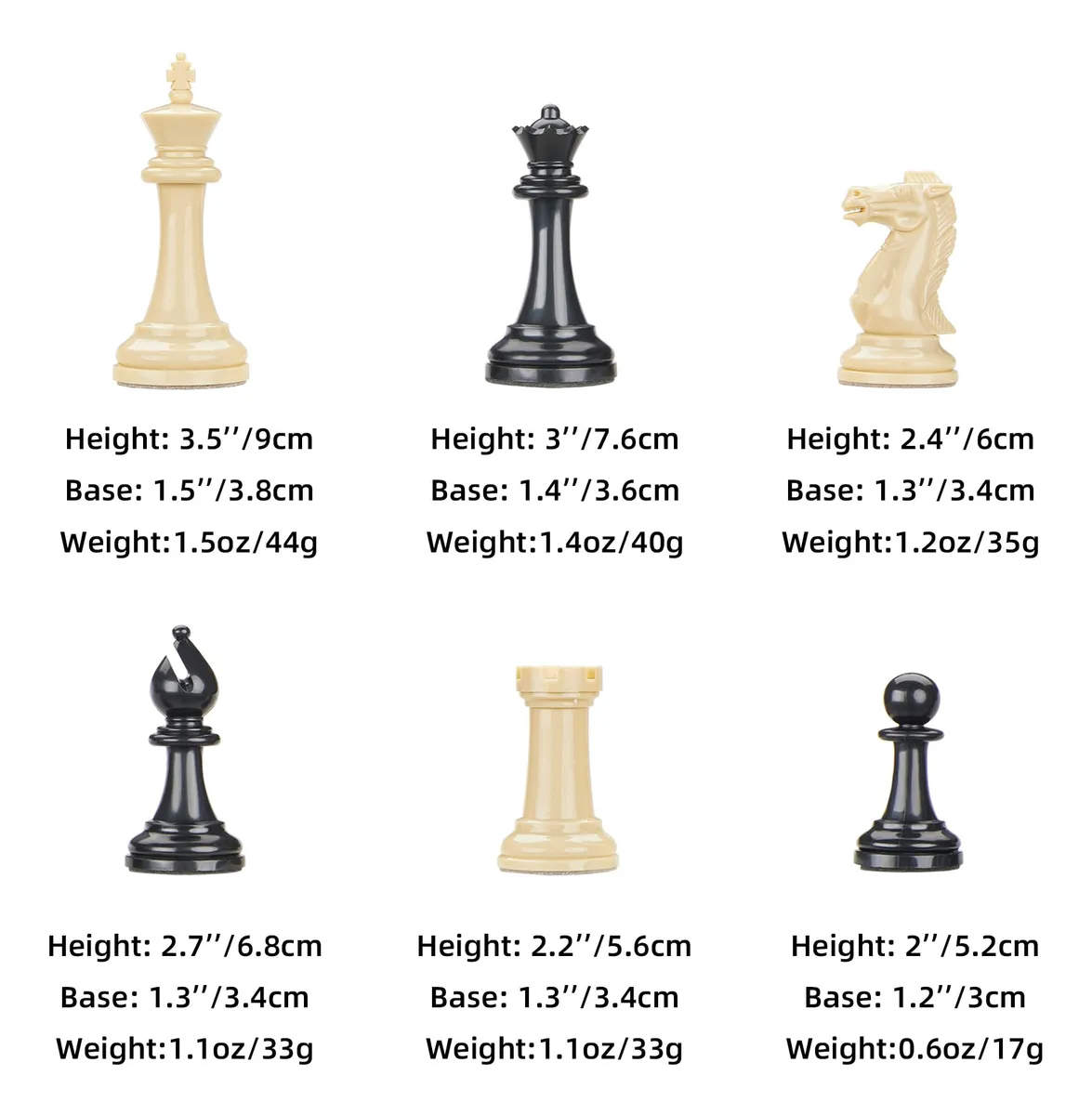 3 1/2" Staunton Series Plastic Chess Pieces ตัวหมากรุกสากลสตอนตัน