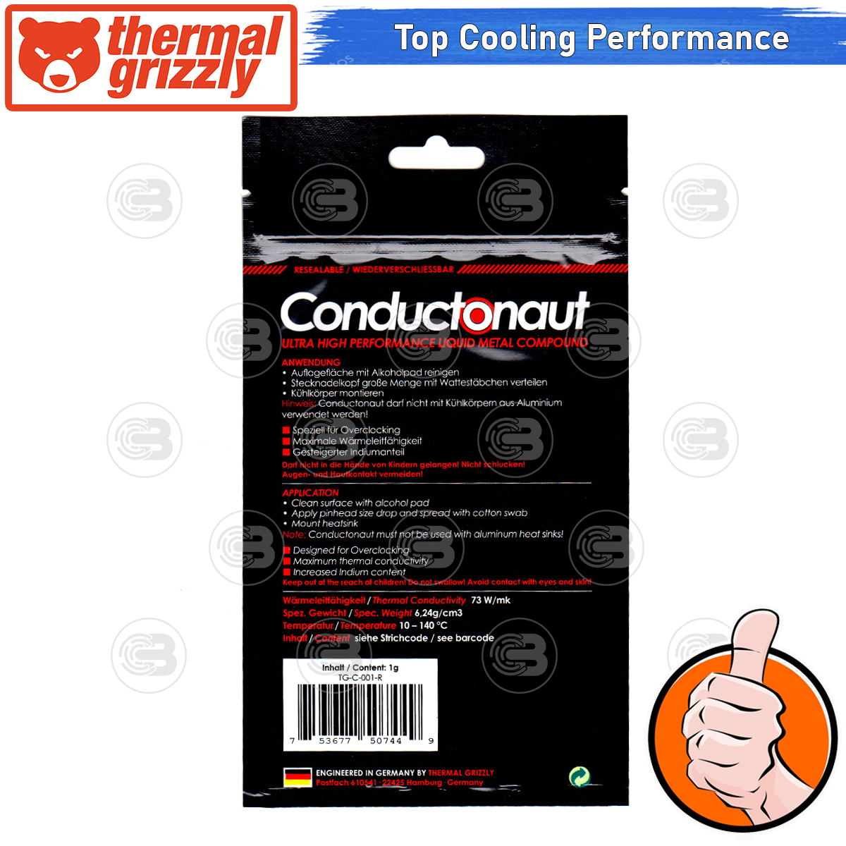 [CoolBlasterThai] Thermal Grizzly Conductonaut 1g.Liquid Metal Compound