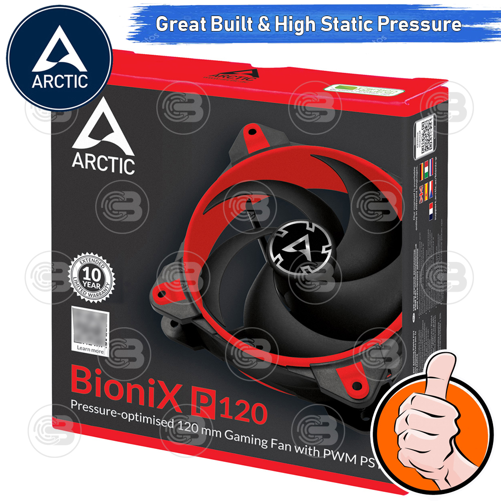 [CoolBlasterThai] ARCTIC BioniX P120 Red Pressure-optimised with PWM PST(size 120 mm.) PC Fan Case ประกัน 10 ปี