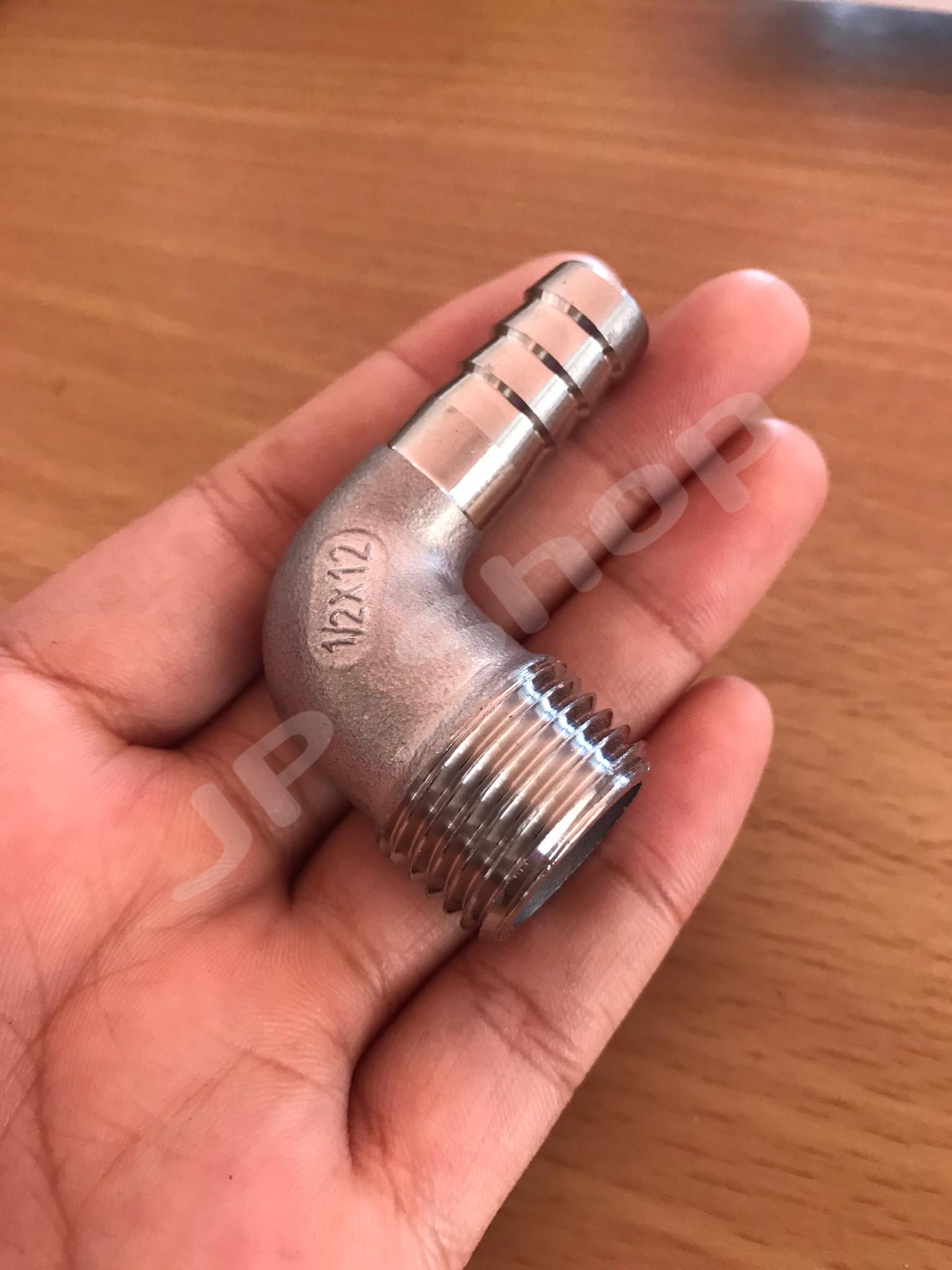 ข้องอเกลียวนอก ขนาด4หุน หางไหล 12 mm. สแตนเลส304 #50011