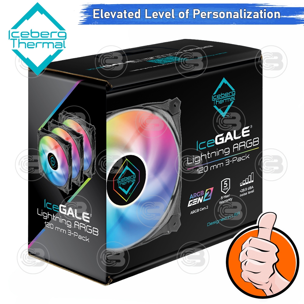 [CoolBlasterThai] Iceberg Thermal IceGALE Lightning ARGB Black 120 Fan Case (size 120 mm.) X3 Value Pack ประกัน 5 ปี