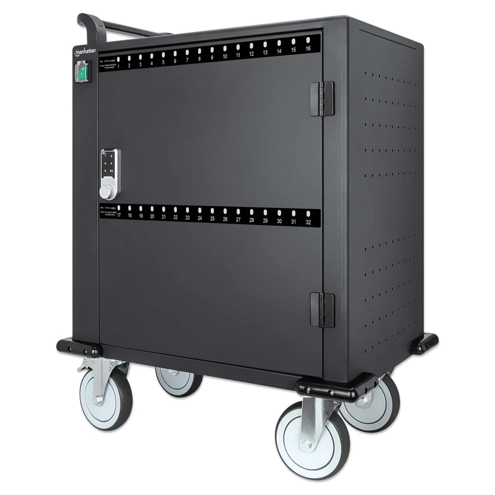 MHT-716000 ตู้ชาร์จอุปกรณ์พกพาแบบมีล้อเลื่อน 32-Port USB-C Charging Cart - 576 W