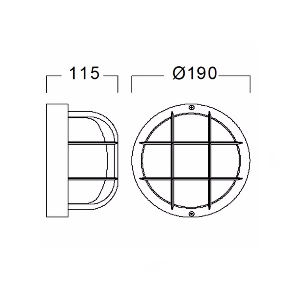 โคมไฟติดผนัง แบบกลม E27 ดำ (ฟรี หลอด LED 3W)