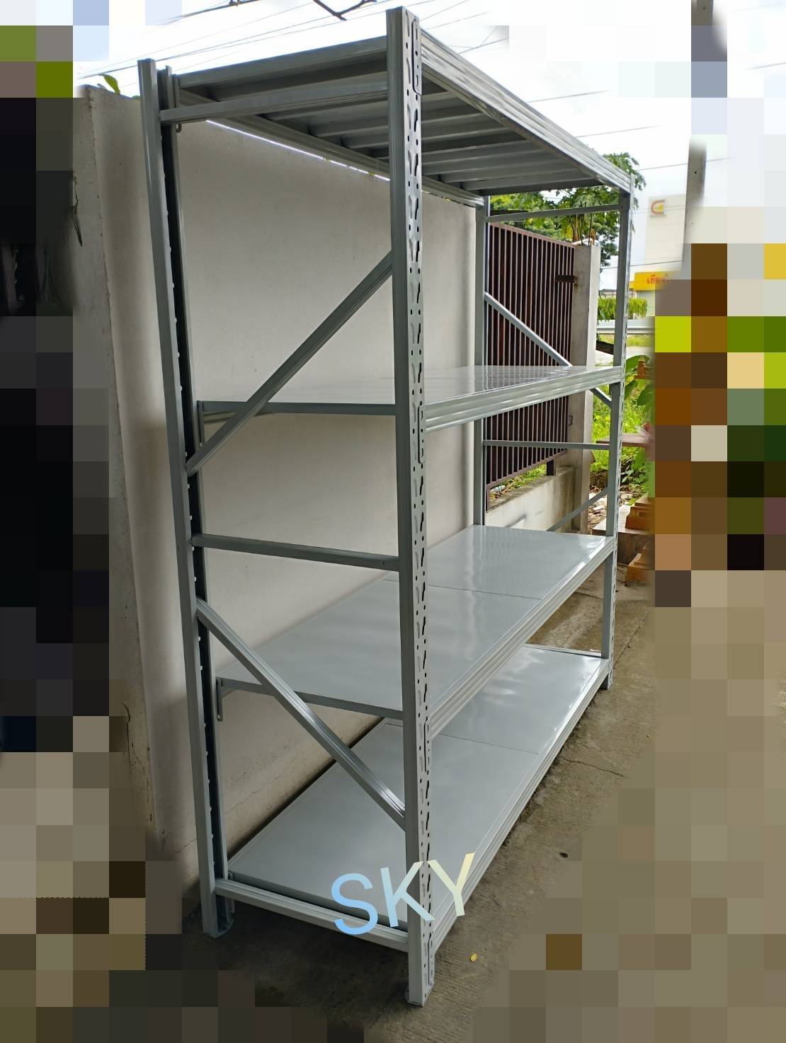 ชั้นวางสินค้า ชั้นวางของ ชั้นเหล็ก รุ่น HJ4-152062 สีเทาขาว