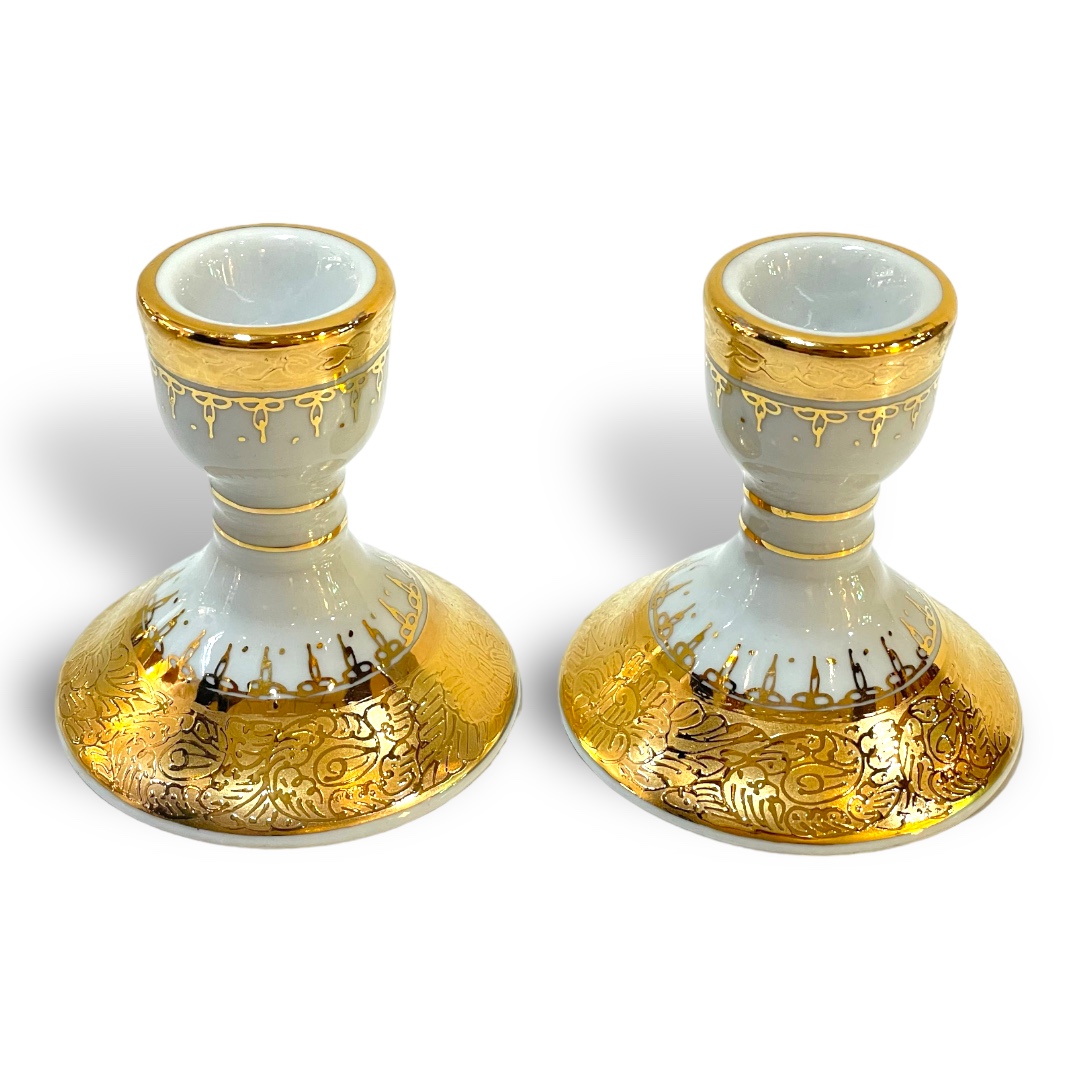 ชุดเบญจรงค์ สีขาวทอง ขนาด 8 นิ้ว