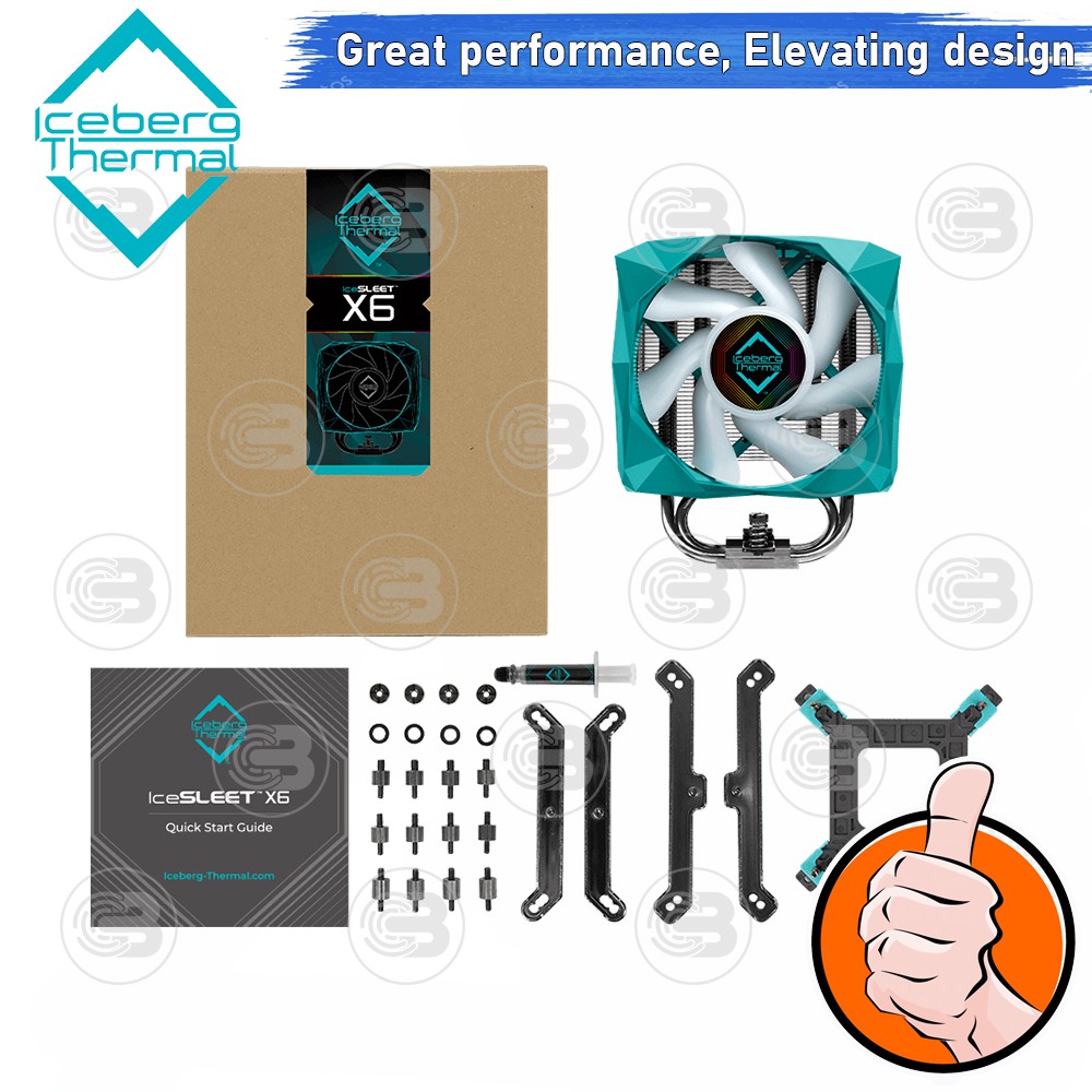 [CoolBlasterThai] Iceberg Thermal IceSLEET X6 Multi Compatible Tower CPU Cooler with A-RGB ประกัน 2 ปี