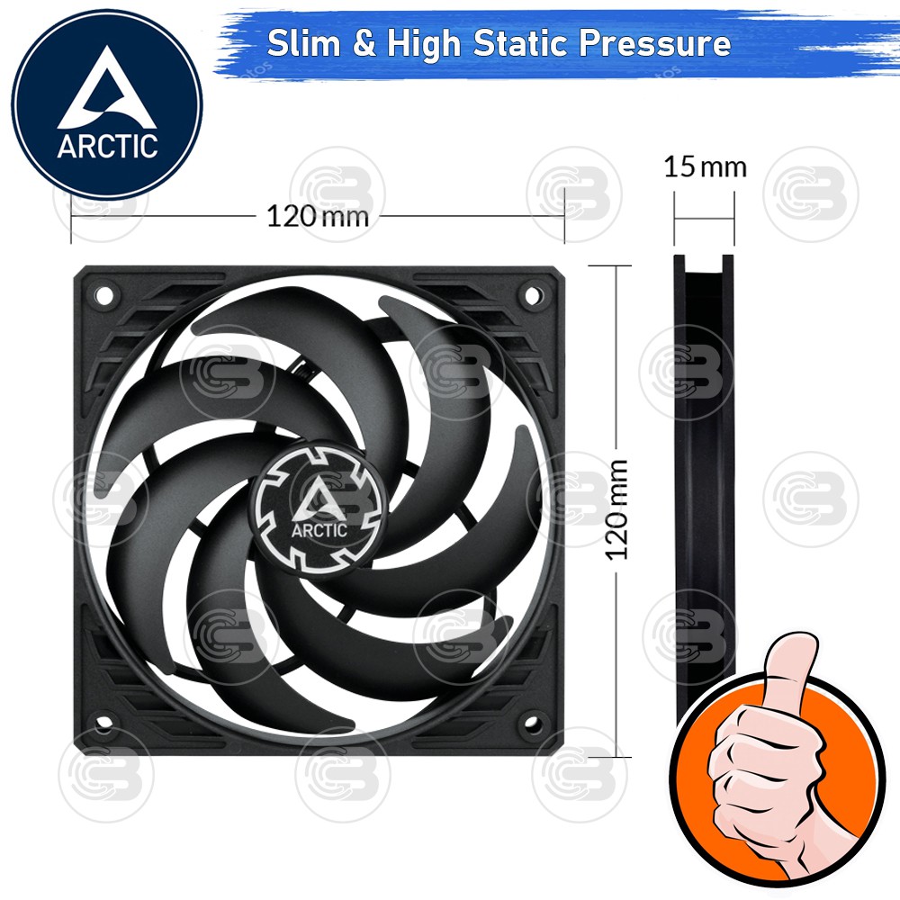 [CoolBlasterThai] ARCTIC P12 SLIM PWM PST (size 120 mm.) PC Fan Case ประกัน 6 ปี