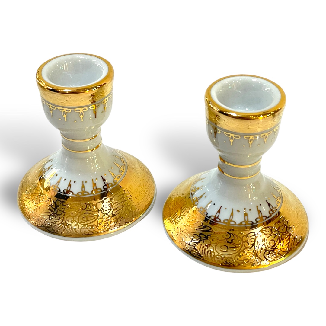 ชุดเบญจรงค์ สีขาวทอง ขนาด 8 นิ้ว