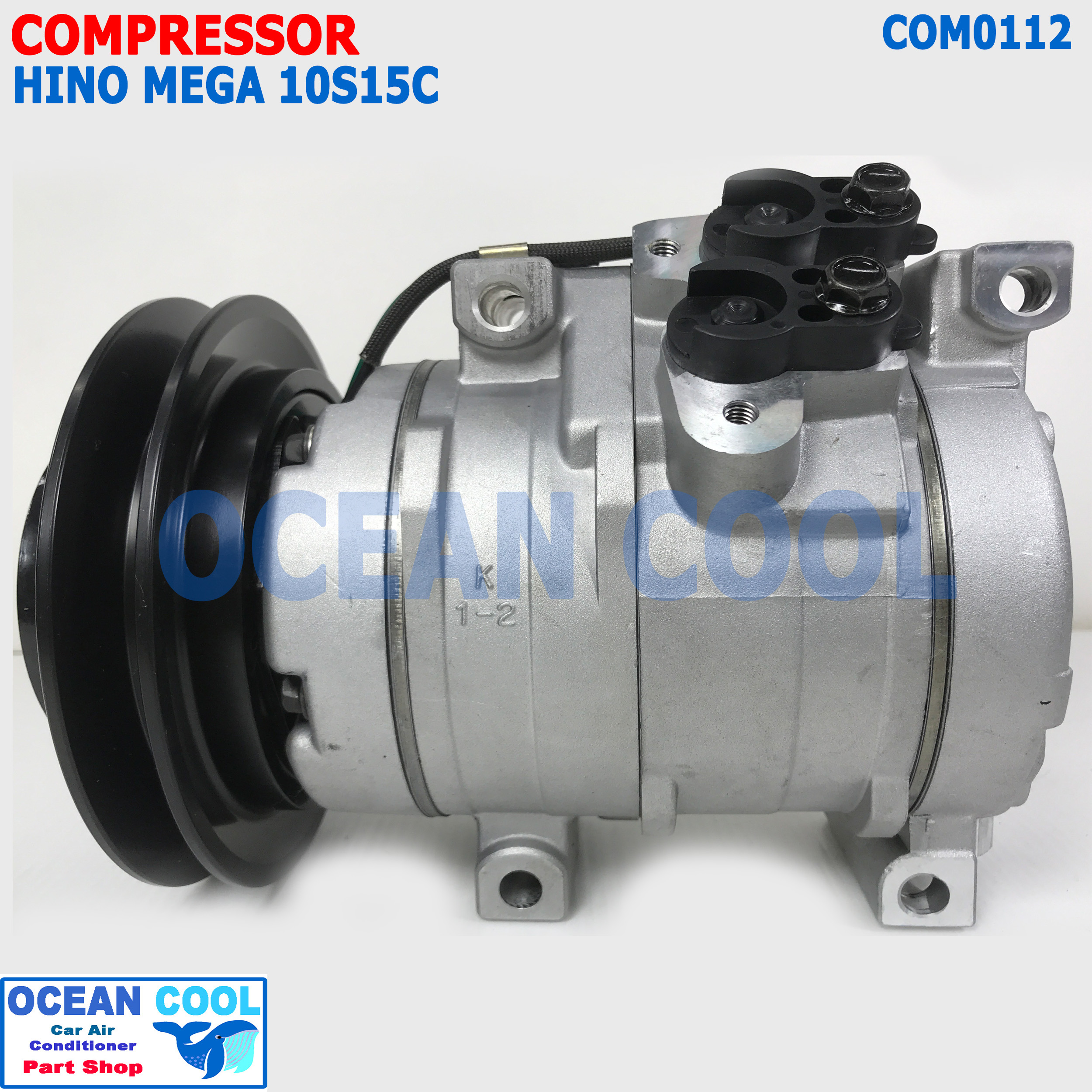 คอมเพรสเซอร์ ฮีโน่ เมก้า 10S15C ออกขวา COM0112 compressor hino mega คอมแอร์รถยนต์ คอมแอร์ คอมเพลสเซอร์ เมกะ MIJ-T013