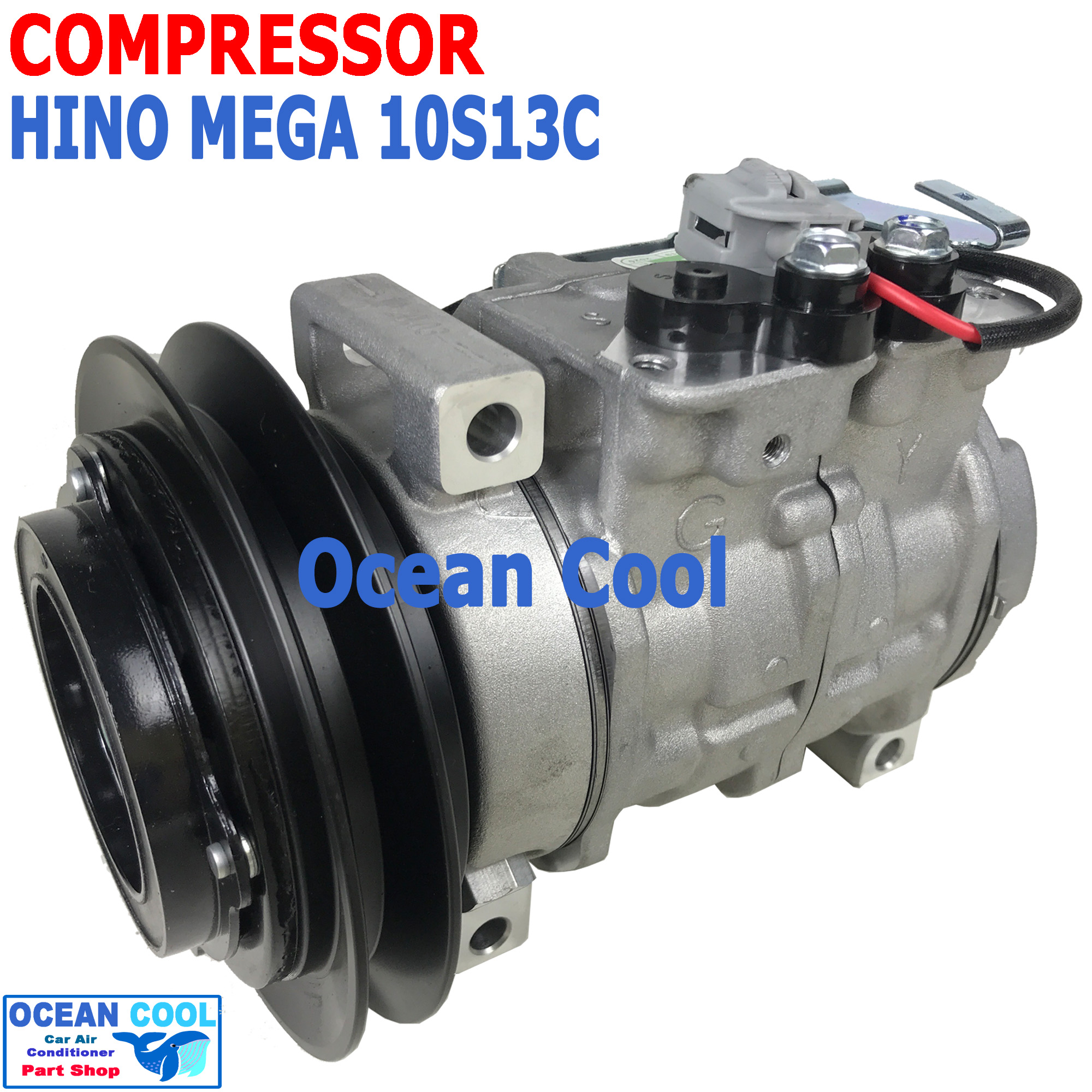 คอมเพรสเซอร์ ฮีโน่ เมก้า 6 ล้อ 10S13C 24V. COM0057 ฮีโน ดรูโทร่ สายพาน ร่อง A 12.5 Compressor Heno Mega druto dutro 720 คอมแอร์รถยนต์ คอมแอร์ ดรูโท่ ดูโท่ ดูโทร่ คอมเพลสเซอร์ ร่องเอ สายพานร่องวี
