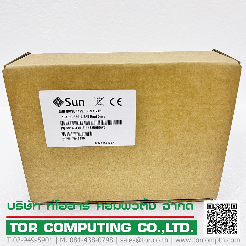 Sun 7045850 [TorCompTH Thailand ขาย จำหน่าย ราคา] Sun 1.2TB 10K SAS 2.5in HDD w/tray for T4-1/T4-2/T4-4, X4-2/X4-4