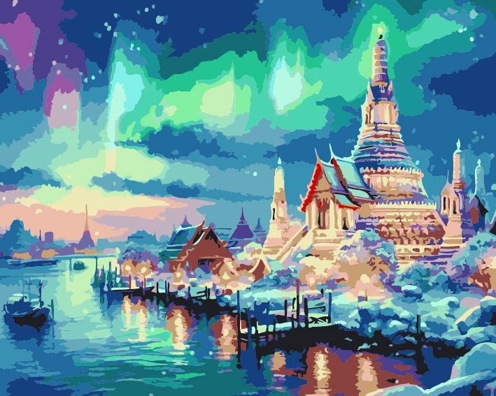 ภาพระบายสีตามตัวเลข "เมืองไทยในแสงเหนือ"