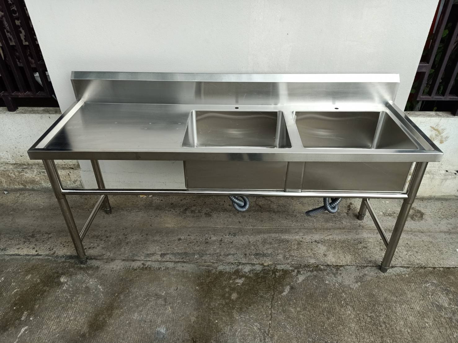 ซิงค์ล้างจานสแตนเลส 2 หลุมมีที่พักจานซ้าย รุ่น：WSCD-186080L