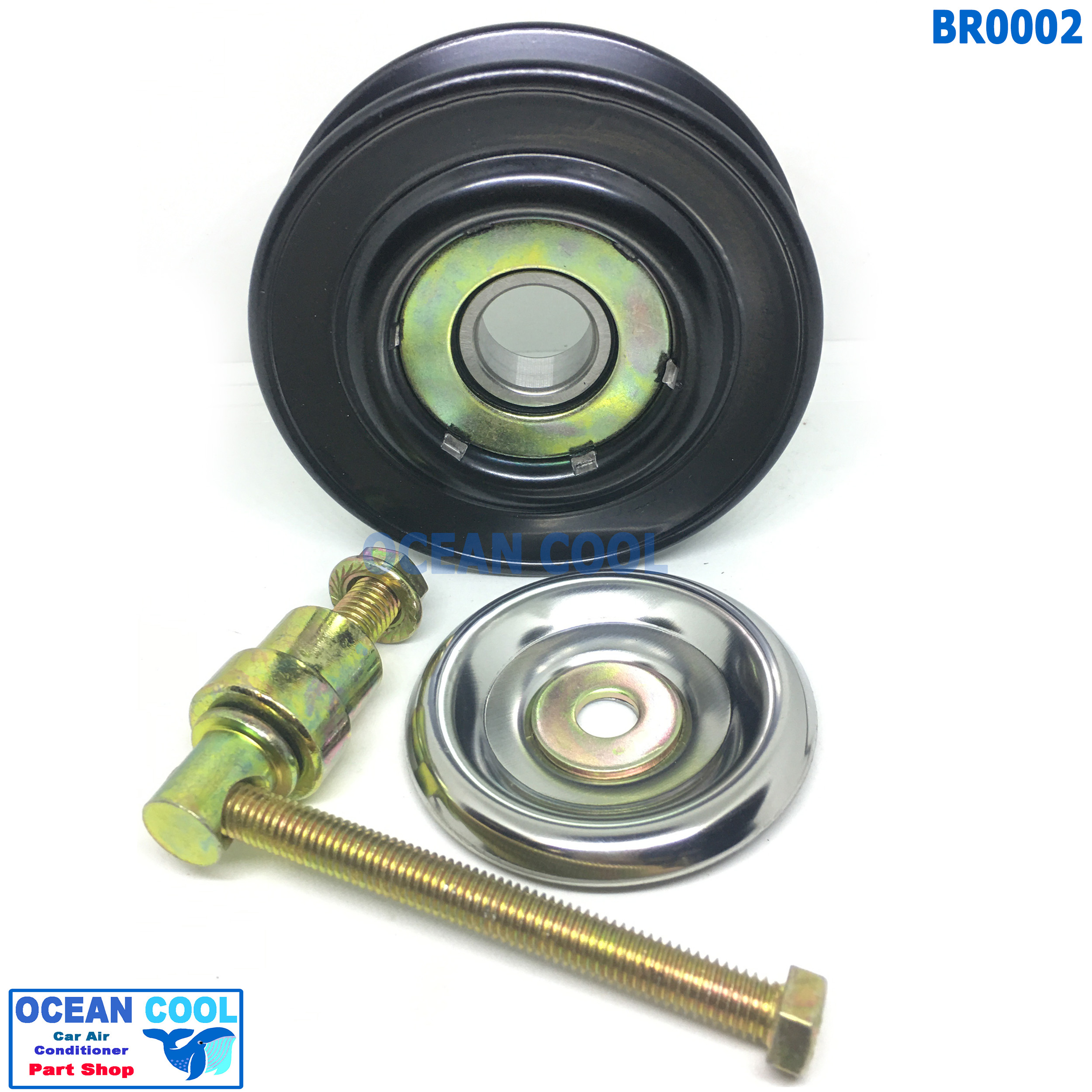 ลูกรอก พร้อมน็อต สำหรับตั้ง สายพาน 5ร่อง 5pk ร่องวี BR0004 AC Idler Pulley and Belt Tensioner ลูกรอกสายพาน ลูกรอกสายพานแอร์