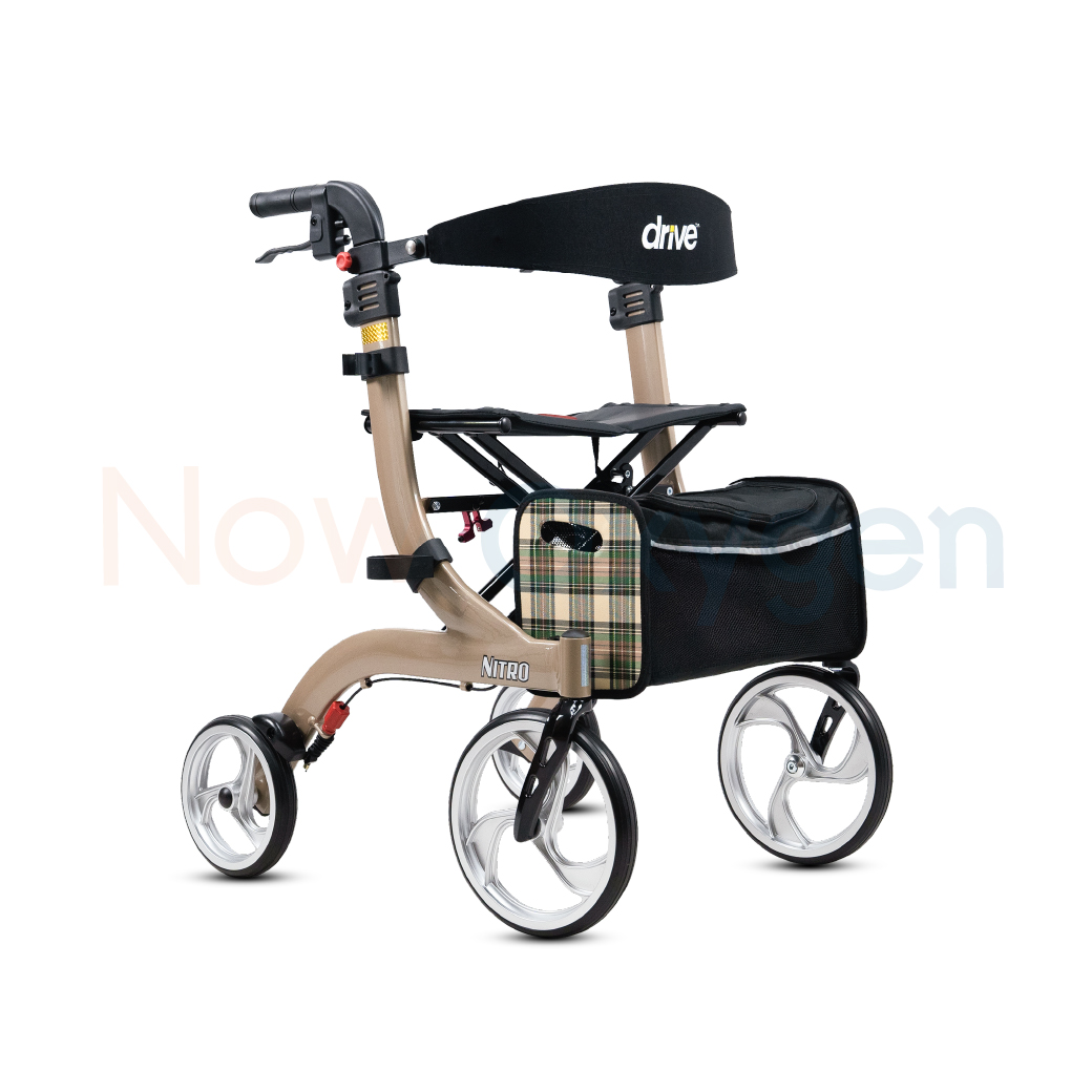 รุ่นใหม่ Nitro M Rollator แบรนด์ Drive Medical (Debilbiss) วอล์คเกอร์ 4 ล้อ อุปกรณ์ช่วยพยุงเดิน อุปกรณ์ฝึกเดิน รับประกัน 2 ปี