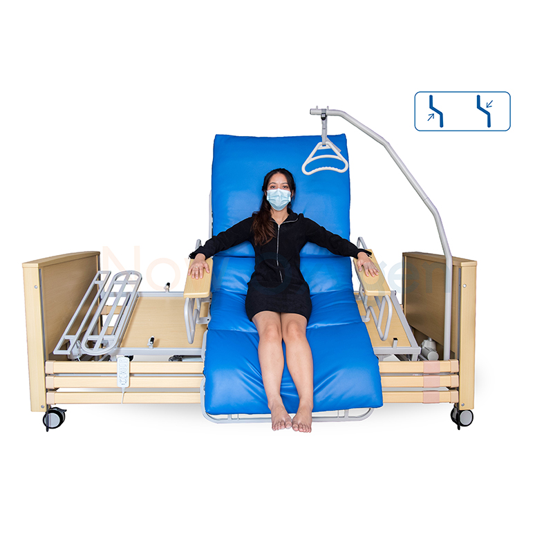 เตียงผู้ป่วยลายไม้ Solid Wood ไฟฟ้าพิเศษ แบบปรับหมุนได้ (Turnaround Premium) สำหรับกายภาพบำบัด ปรับเป็นท่านั่ง และใช้ฝึกยืน รับประกันศูนย์ไทย 6 ปี