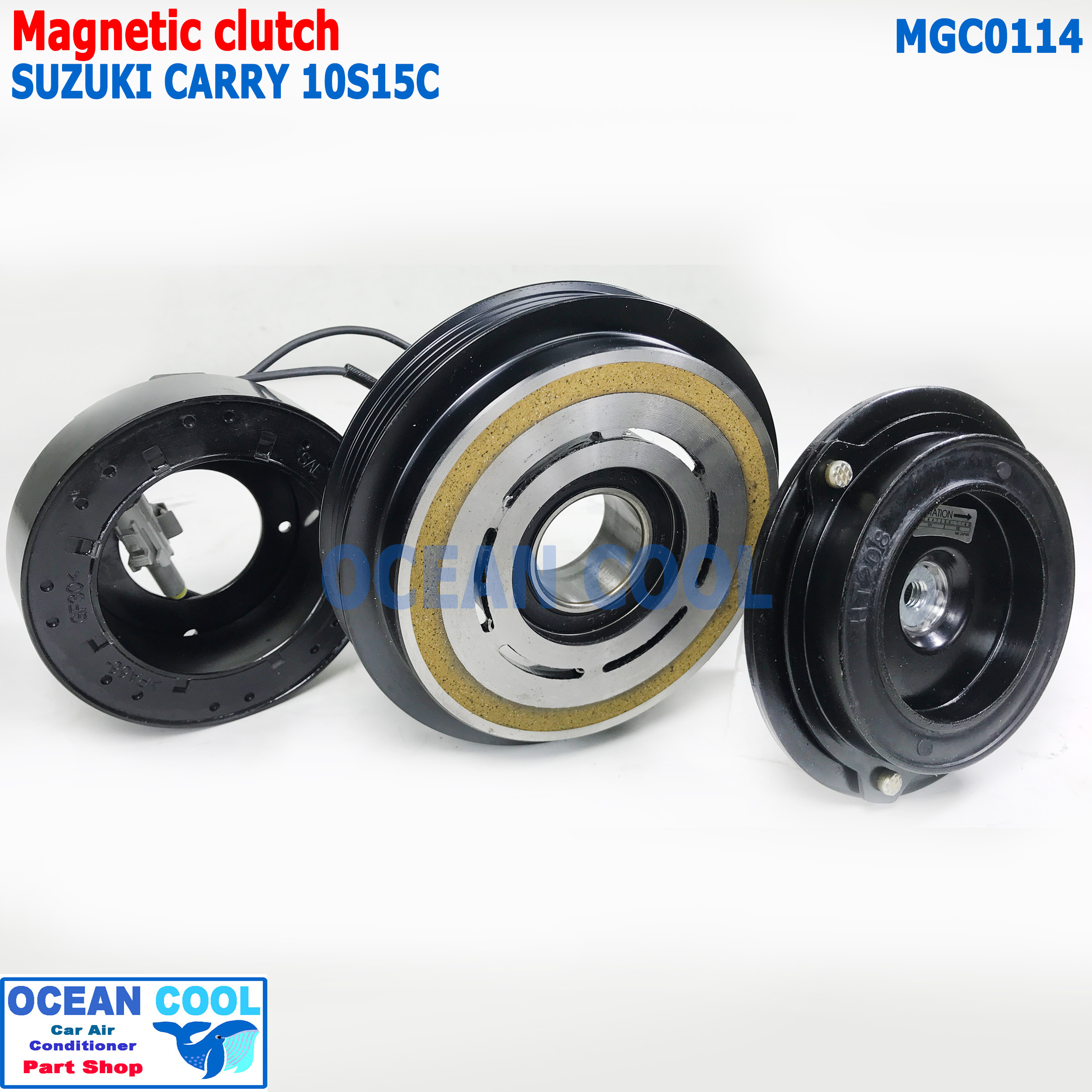 คลัชคอมแอร์ ซูซูกิ แครี่ คอม 10S15C MGC0114 AC Compressor Clutch for Suzuki Carry สำหรับคอมแอร์เบอร์ 10S15C หน้าคลัช คลัทช์ มูเล่ พูเล่