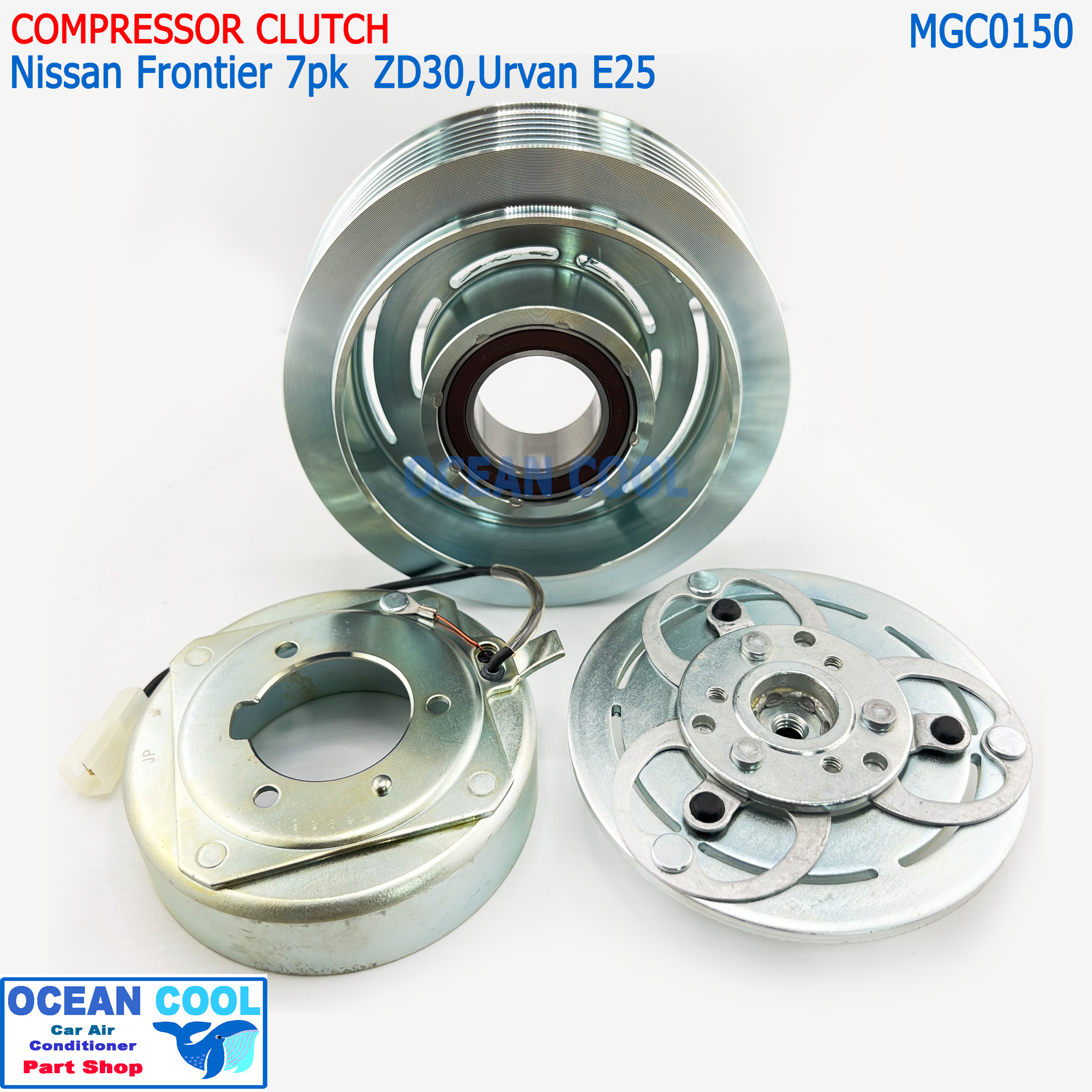 คลัชคอมแอร์ Nissan Frontier เครื่อง ZD30 , Urvan E25 MGC0150 7PK หน้าคลัชคอมแอร์ นิสสัน บิ๊กเอ็ม ฟรอนเทีย 3.0,เออแวน ครัชคอมแอร์ บิ๊ก เอ็ม ฟรอนเทียร์