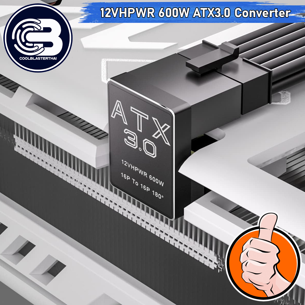 [CoolBlasterThai] Cable Management 16 Pin 12VHPWR ATX3.0 180 Degree Connector (REVERSE) BLACK
