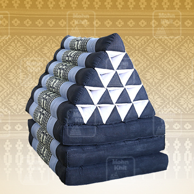 หมอนสามเหลี่ยม 15 ช่องติดเบาะ 3พับ 55x180x38 cm Tri-angle Khit kapok100%Traditional Floor Cushions 15 holes with 3 part of mattress.