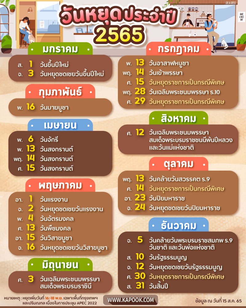 วันหยุด 2563