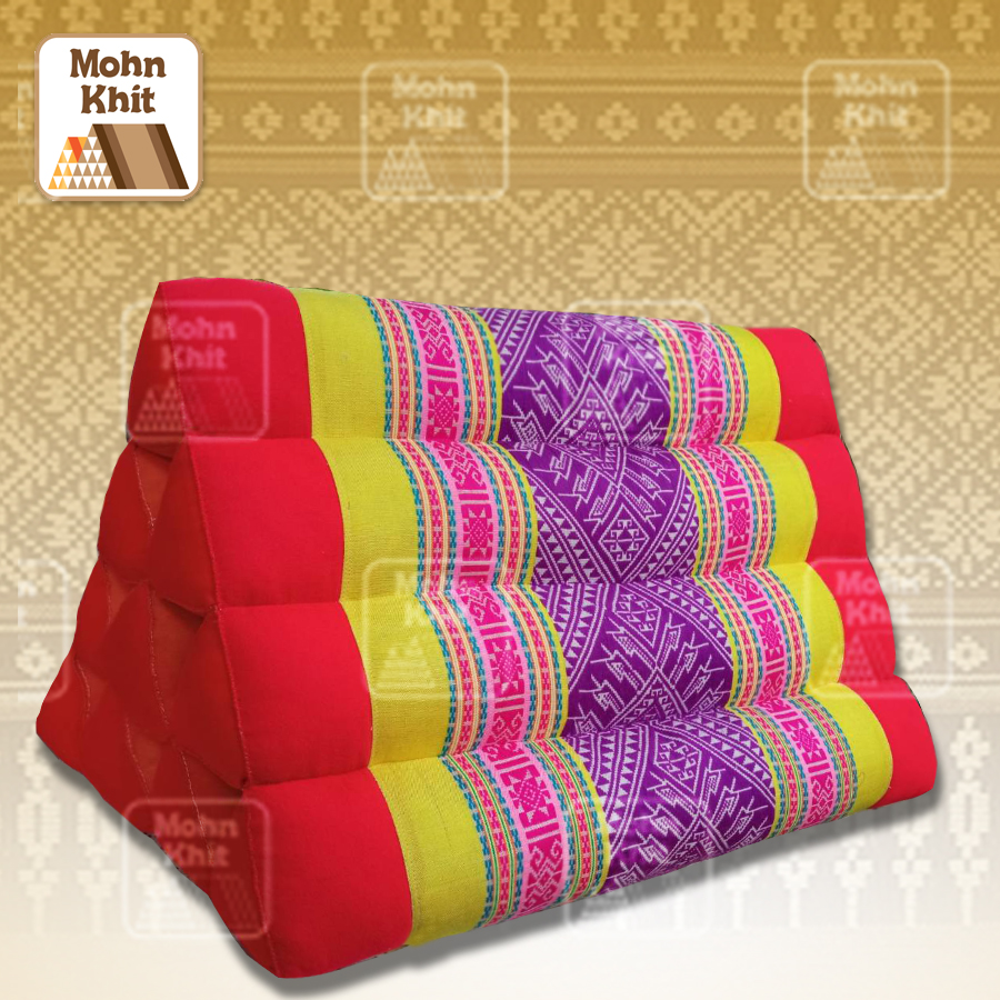 หมอนสามเหลี่ยมโบราณ ขนาด10 ช่องเดี่ยว //Ancient Pillow large 9 rows 38x20cm kapok 100%Traditional Floor Cushion.