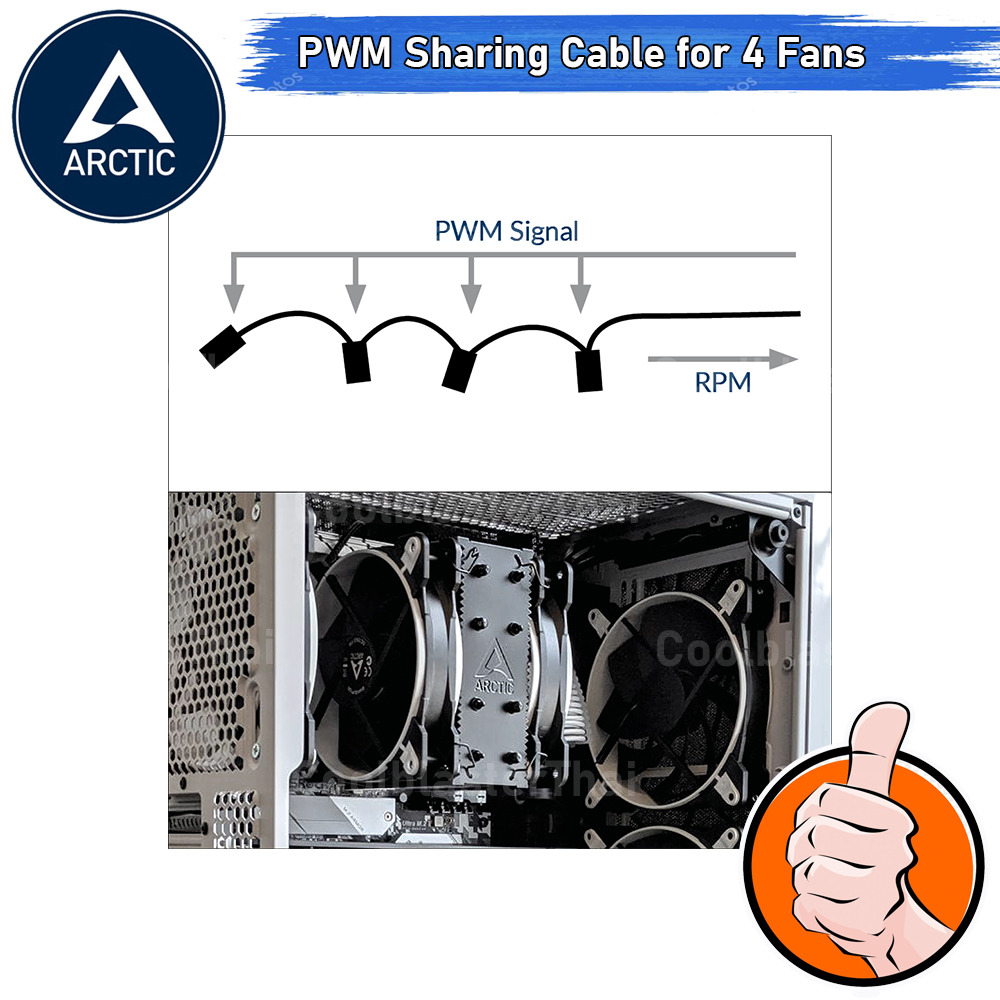 [CoolBlasterThai] Arctic 4-Pin PWM Fan Splitter Cable (PWM Sharing Cable for 4 Fans) ประกัน 2 ปี