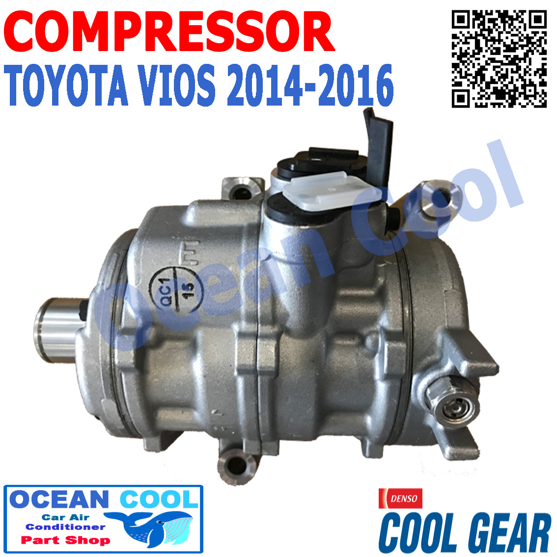 คอมเพรสเซอร์ วีออส 2014 - 2016 10SE13C COM0052 COOL GEAR รหัส XI437230-00704W compressor TOYOTA VIOS คอมแอร์รถยนต์ คอม แอร์ คอมเพลสเซอร์ โตโยต้า วีอ๊อส พ.ศ. 2557 ถึง 2560 อะไหล่ แอร์ รถยนต์