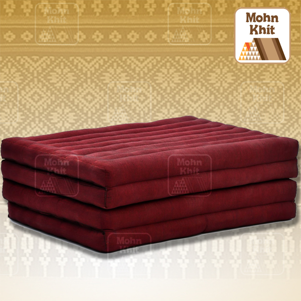 ที่นอนขิด 4 พับใหญ่สีพื้นแดงเลือดนก 80x180x7Cm , Thai Folding mattresses Our traditional Thai Mattress is hand stuffed with natural kapok.