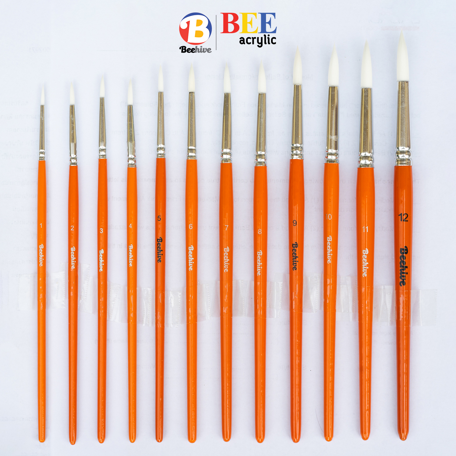 พู่กัน BEE สีน้ำ สีอะคริลิค ชนิดกลม ขนนุ่ม แข็งแรง (ซื้อขั้นต่ำ 2 ด้าม) Beehive