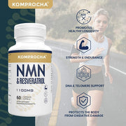 Komprocha NMN & Resveratrol 1100 mg 60 capsules อาหารเสริมย้อนวัย Anti-Aging