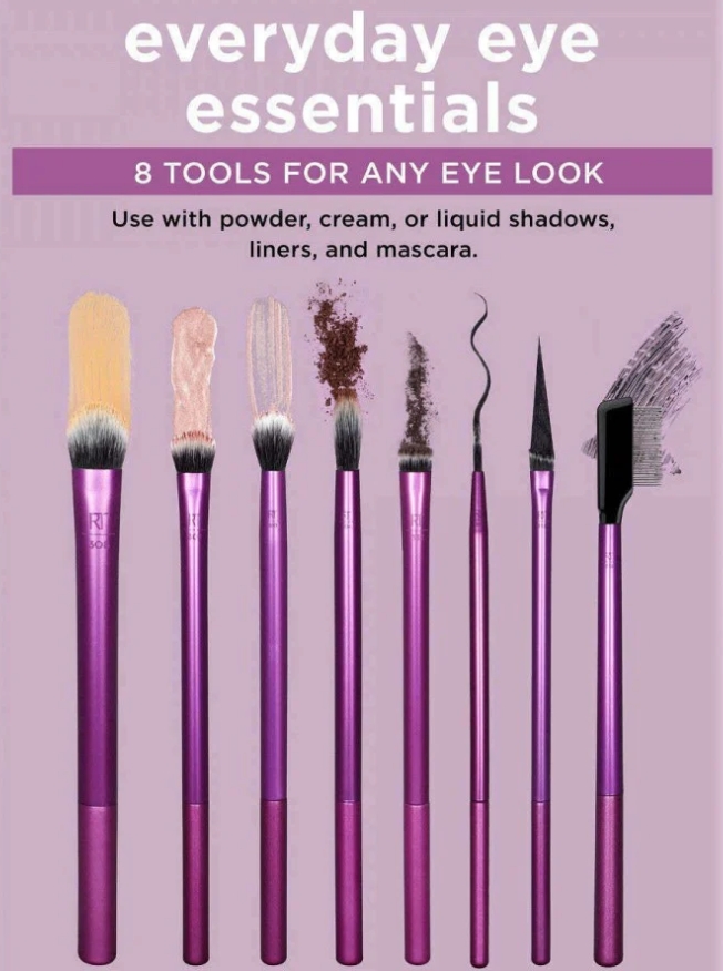 เซตแปรง Real Techniques Everyday Eye Essentials แต่งตา 8 ชิ้น สีม่วง