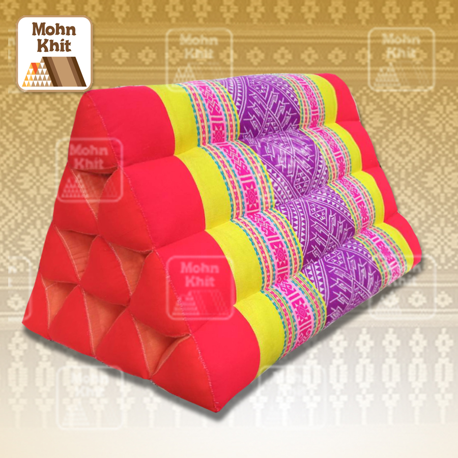 หมอนสามเหลี่ยมโบราณ ขนาด10 ช่องเดี่ยว //Ancient Pillow large 9 rows 38x20cm kapok 100%Traditional Floor Cushion.