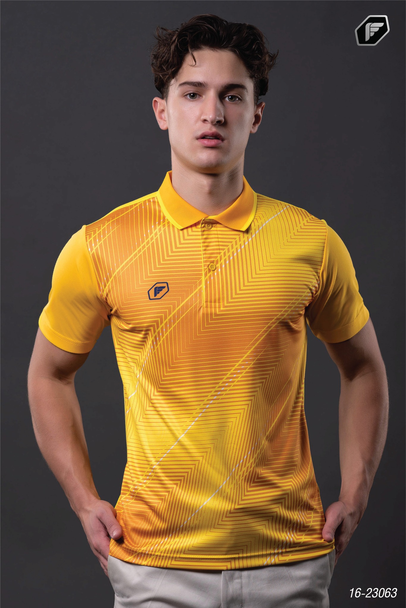 PEGAN POLO SPORT เสื้อโปโล โปโลสปอร์ต พิมพ์ลาย รหัส 16-23063 สีเหลือง