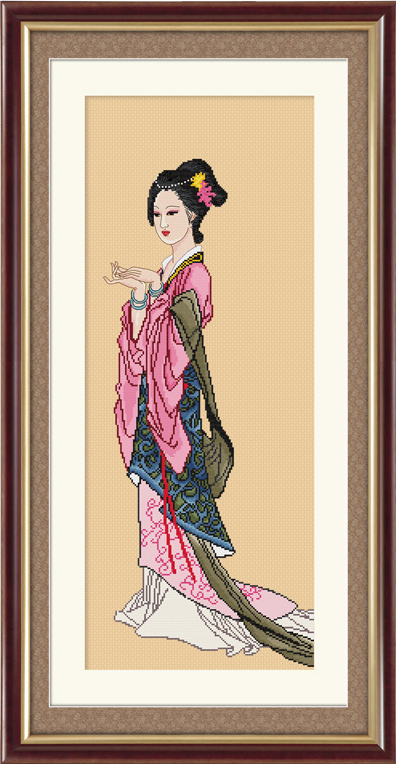 ชุดปักครอสติช ลายสาวญี่ปุ่น (ผ้าสีน้ำตาลอ่อน) ขนาด 45*88 ซม.ผ้าครอสติช 11CTสีน้ำตาลอ่อน พิมพ์ลายปักบนผ้า ไหมคอตตอน 18 สี ผังลาย เข็ม