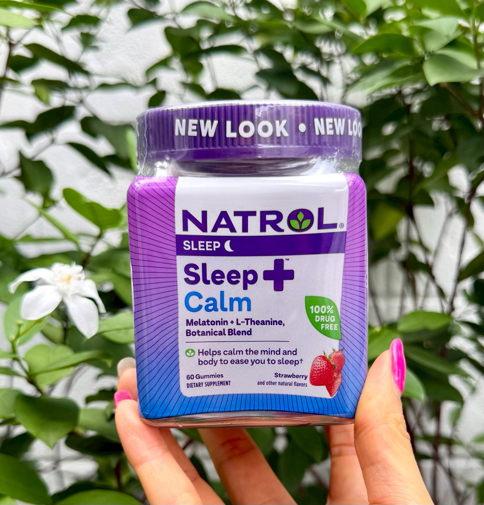 (1กระปุก) Natrol Sleep+ Calm, Melatonin 6mg. and L-Theanine, with Botancial Blend, 100% Drug-Free Sleep Aid Gummies, Gummy, 60 Count เมลาโทนิน 6mg.